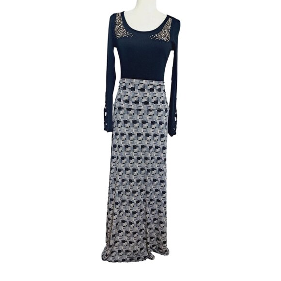 LulaRoe Women's Geometric Print Black Lavender Maxi Modest Casual Skirt sz 3XL - Picture 4 of 8